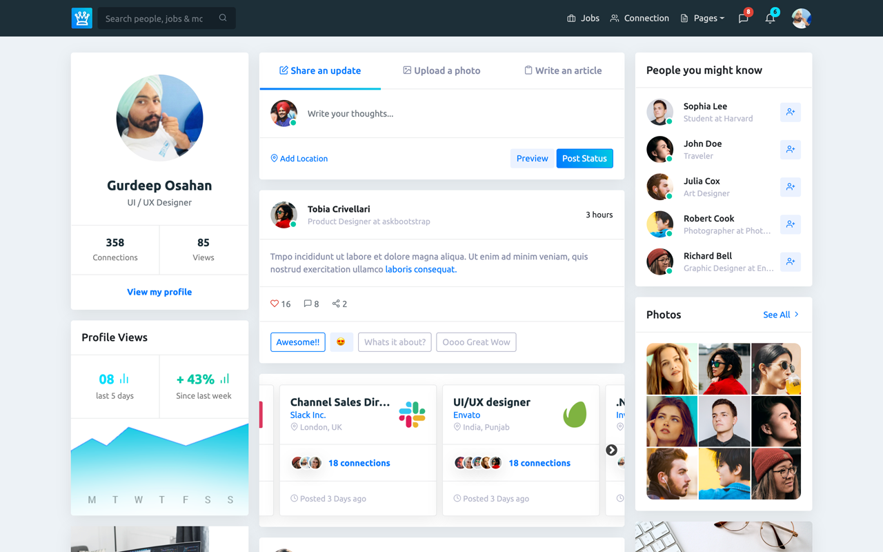 Olink - Job Portal & Social Network HTML - Light Template