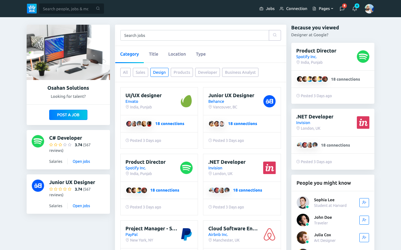 Olink - Job Portal & Social Network HTML - Light Template