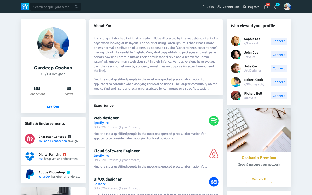 Olink - Job Portal & Social Network HTML - Light Template