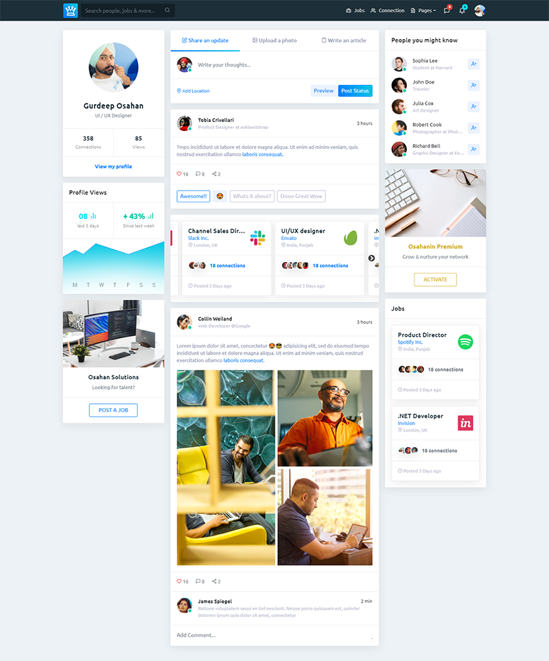 Olink - Job Portal & Social Network HTML - Light Template